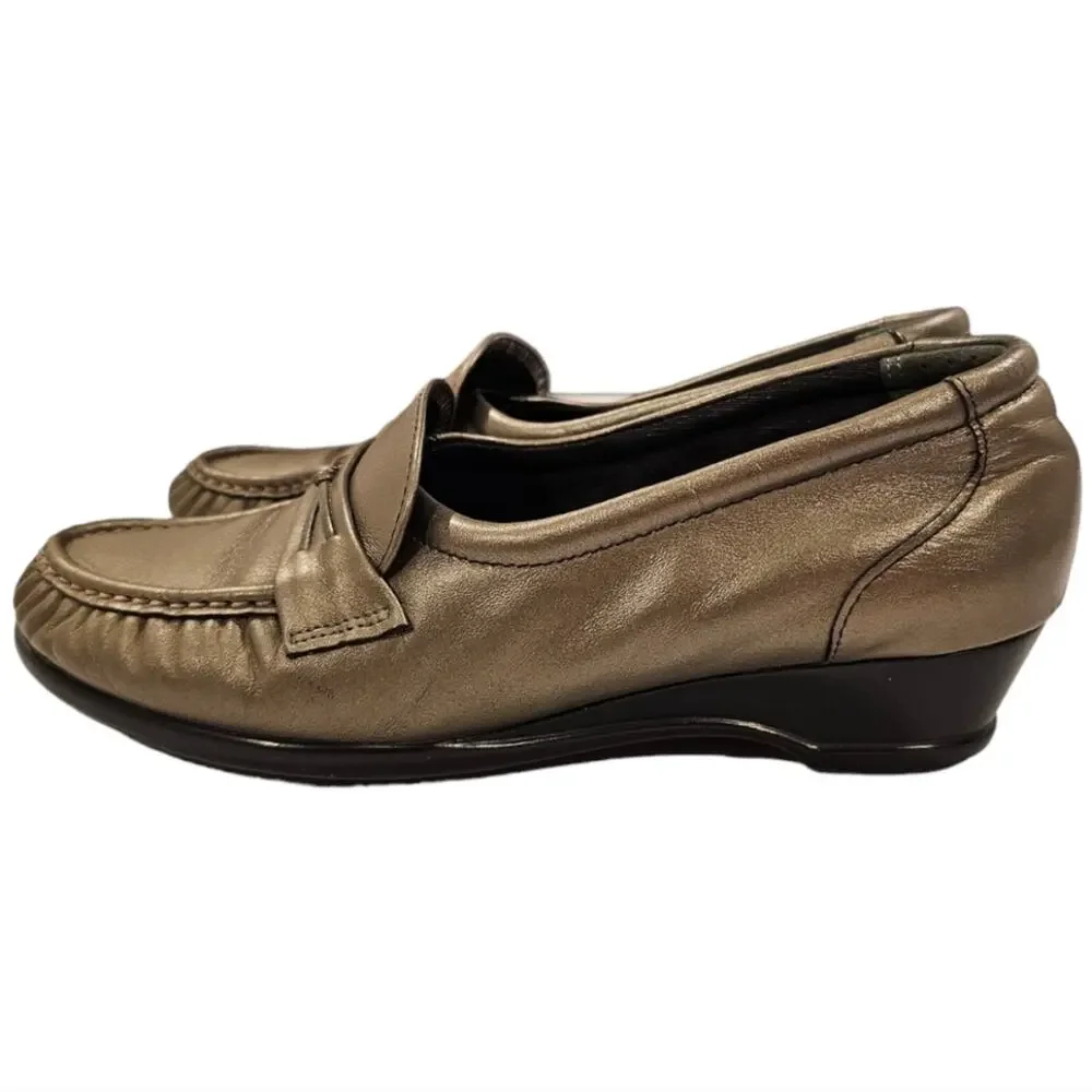 SAS Tripad Simplify Leather Moccasin Slip On Loafers 7.5 Medium Bronze